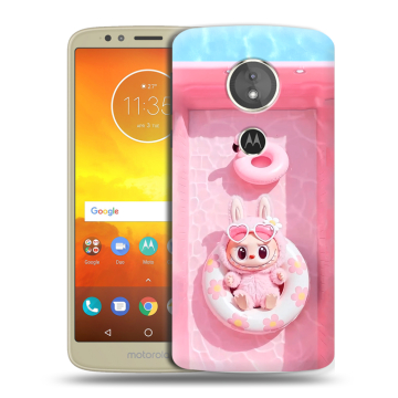 Силиконовый чехол на Motorola Moto E5 с принтом Labubu Лабубу
