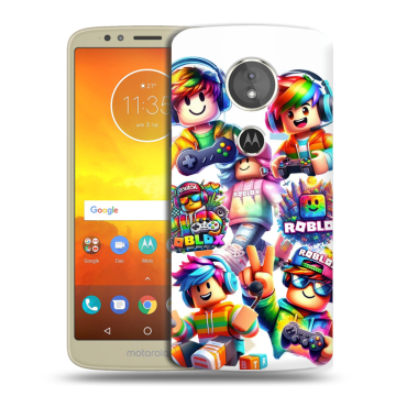 Силиконовый чехол на Motorola Moto E5 с принтом Roblox Роблокс