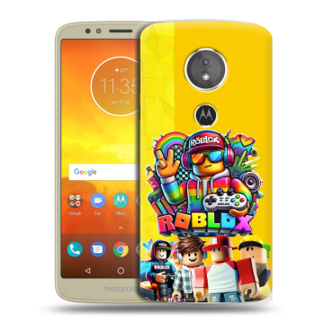 Силиконовый чехол на Motorola Moto E5 с принтом Roblox Роблокс