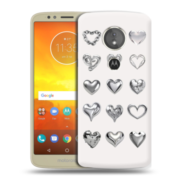 Силиконовый чехол на Motorola Moto E5 с принтом Y2K сердечки