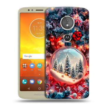 Силиконовый чехол на Motorola Moto E5 с принтом Новый год