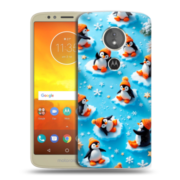 Силиконовый чехол на Motorola Moto E5 с принтом Новый год