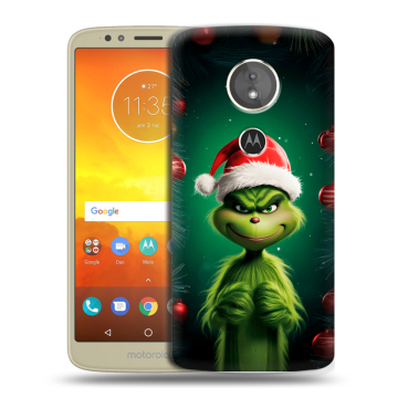 Силиконовый чехол на Motorola Moto E5 с принтом Гринч Новый год Рождество