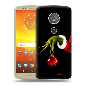 Силиконовый чехол на Motorola Moto E5 с принтом Новый год Гринч