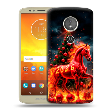Силиконовый чехол на Motorola Moto E5 с принтом Новый год
