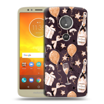 Силиконовый чехол на Motorola Moto E5 с принтом Новый год