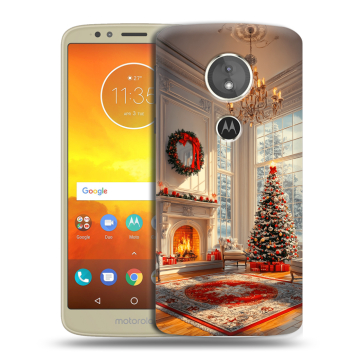 Силиконовый чехол на Motorola Moto E5 с принтом Новый год