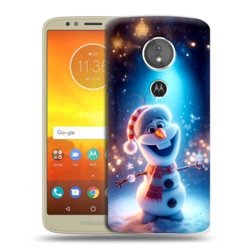 Силиконовый чехол на Motorola Moto E5 с принтом Новый год