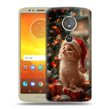 Силиконовый чехол на Motorola Moto E5 с принтом Новый год