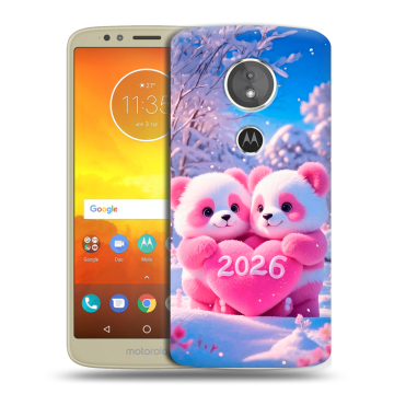 Силиконовый чехол на Motorola Moto E5 с принтом Новый год