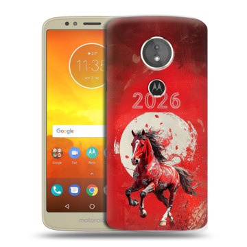 Силиконовый чехол на Motorola Moto E5 с принтом Новый год