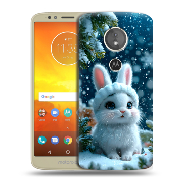 Силиконовый чехол на Motorola Moto E5 с принтом Новый год