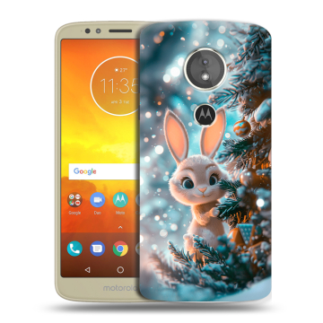 Силиконовый чехол на Motorola Moto E5 с принтом Новый год