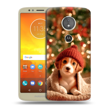 Силиконовый чехол на Motorola Moto E5 с принтом Новый год