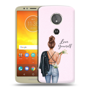 Силиконовый чехол на Motorola Moto E5 с принтом женский
