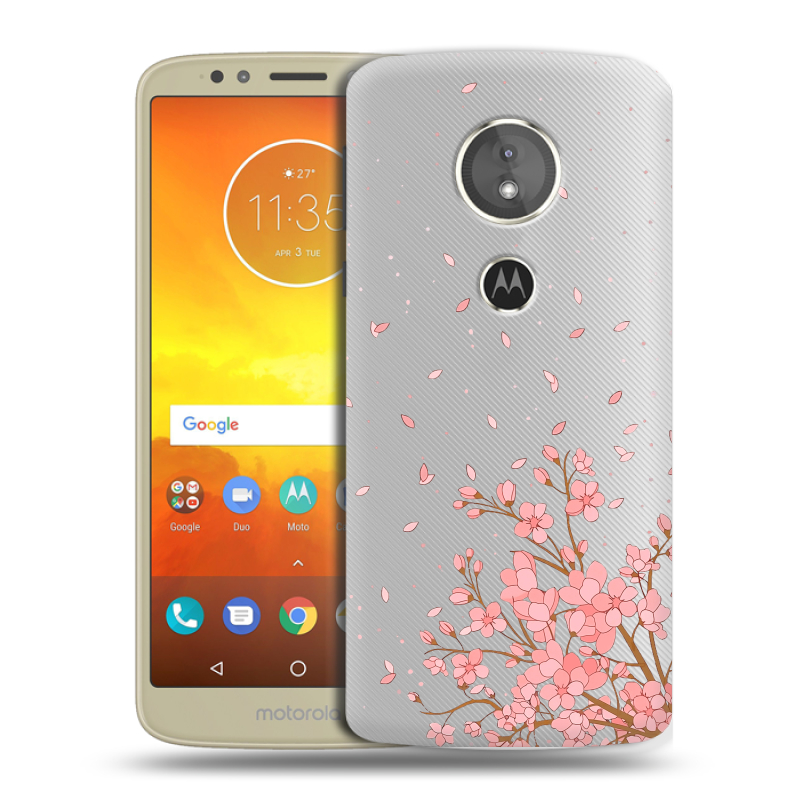 Силиконовый чехол на Motorola Moto E5 с принтом Ветка сакуры Силиконовый чехол на Motorola Moto E5 с принтом Ветка сакуры