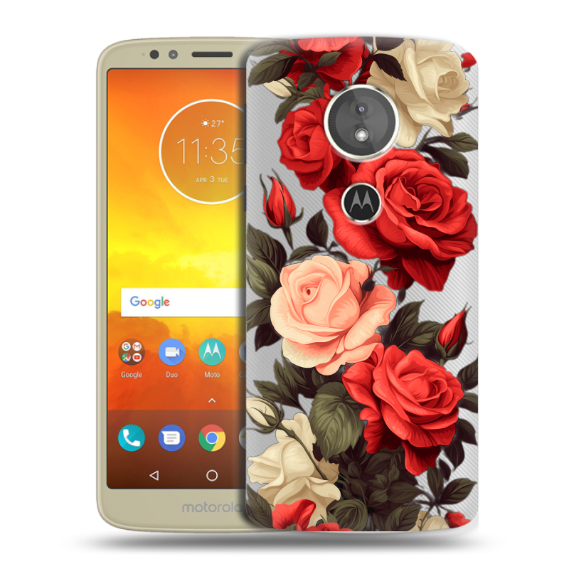 Силиконовый чехол на Motorola Moto E5 с принтом Розы Силиконовый чехол на Motorola Moto E5 с принтом Розы