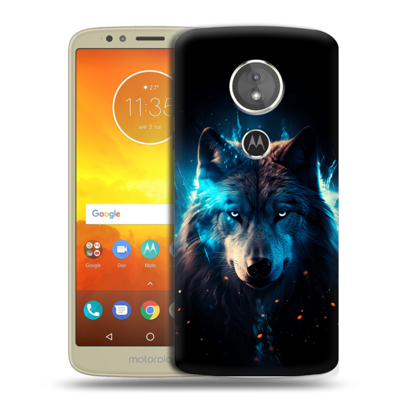 Силиконовый чехол на Motorola Moto E5 с принтом Волк ночной Силиконовый чехол на Motorola Moto E5 с принтом Волк ночной