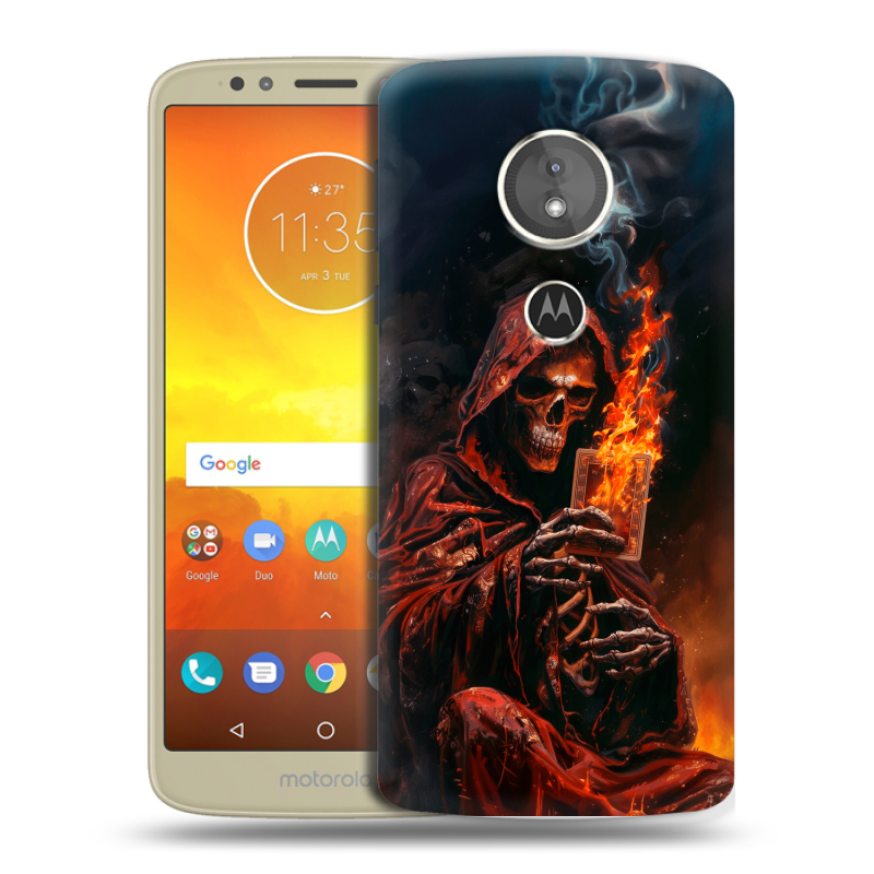 Силиконовый чехол на Motorola Moto E5 с принтом Скелет и карты Силиконовый чехол на Motorola Moto E5 с принтом Скелет и карты
