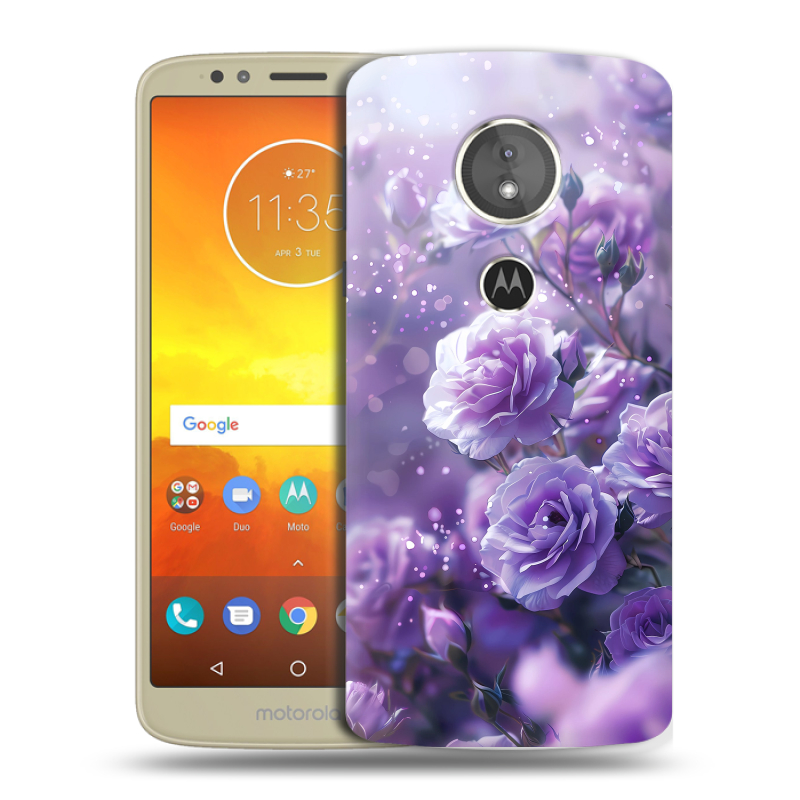 Силиконовый чехол на Motorola Moto E5 с принтом Розы цветы Силиконовый чехол на Motorola Moto E5 с принтом Розы цветы
