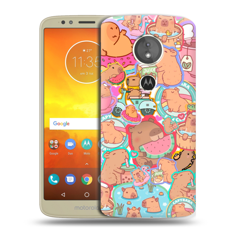 Силиконовый чехол на Motorola Moto E5 с принтом капибары Силиконовый чехол на Motorola Moto E5 с принтом капибары