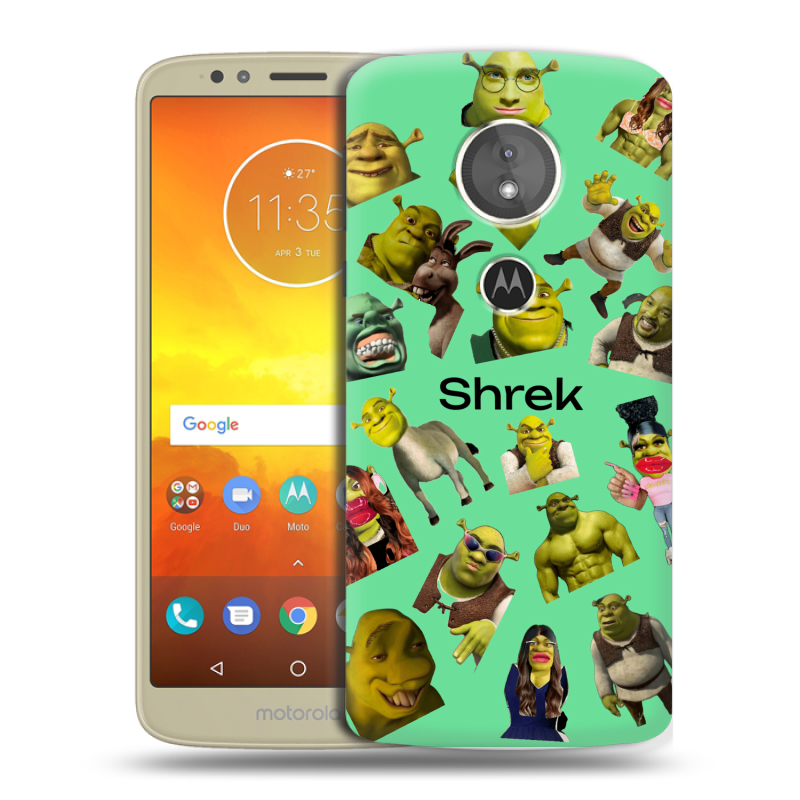Силиконовый чехол на Motorola Moto E5 с принтом Шрек Shrek Силиконовый чехол на Motorola Moto E5 с принтом Шрек Shrek