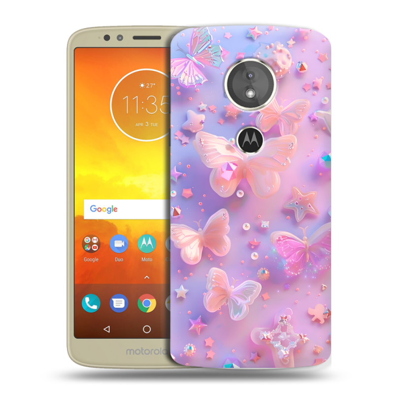 Силиконовый чехол на Motorola Moto E5 с принтом Бабочки Силиконовый чехол на Motorola Moto E5 с принтом Бабочки
