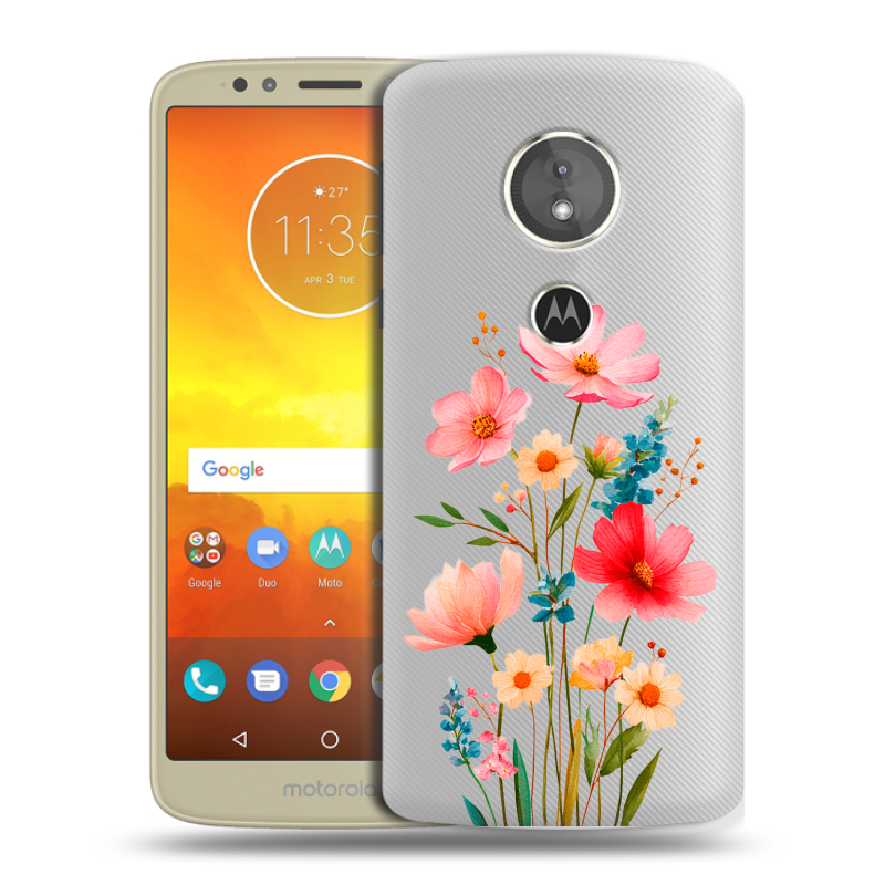 Силиконовый чехол на Motorola Moto E5 с принтом Цветы Силиконовый чехол на Motorola Moto E5 с принтом Цветы