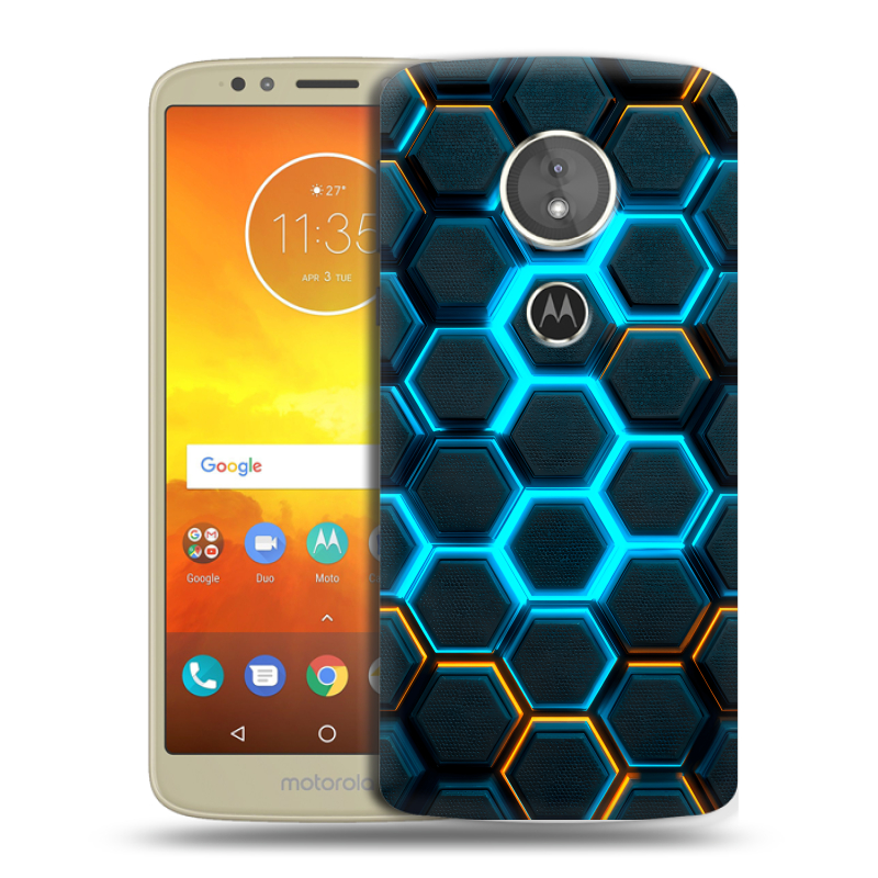 Силиконовый чехол на Motorola Moto E5 с принтом Неоновые соты Силиконовый чехол на Motorola Moto E5 с принтом Неоновые соты