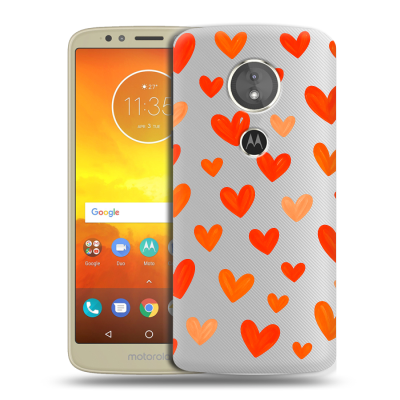 Силиконовый чехол на Motorola Moto E5 с принтом Сердечки Силиконовый чехол на Motorola Moto E5 с принтом Сердечки