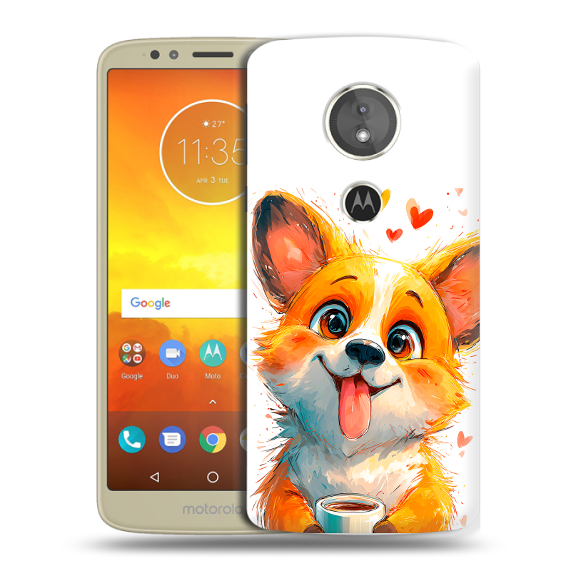 Силиконовый чехол на Motorola Moto E5 с принтом корги Силиконовый чехол на Motorola Moto E5 с принтом корги