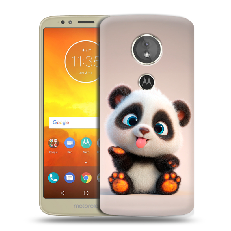 Силиконовый чехол на Motorola Moto E5 с принтом милая панда Силиконовый чехол на Motorola Moto E5 с принтом милая панда