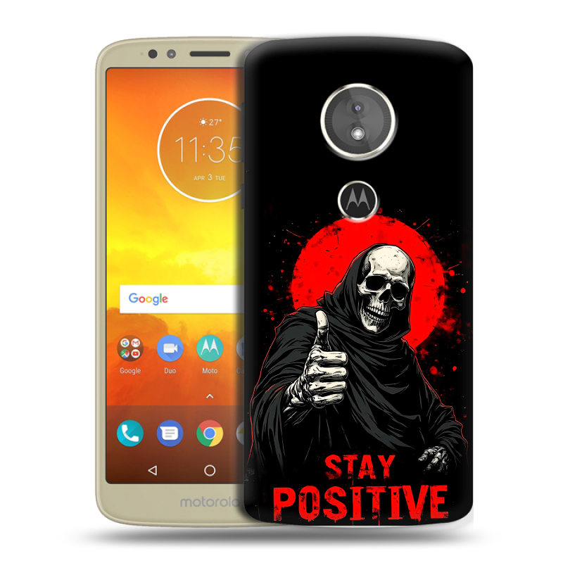 Силиконовый чехол на Motorola Moto E5 с принтом смешной скелет Силиконовый чехол на Motorola Moto E5 с принтом смешной скелет