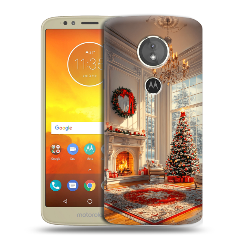 Силиконовый чехол на Motorola Moto E5 с принтом Новый год Силиконовый чехол на Motorola Moto E5 с принтом Новый год
