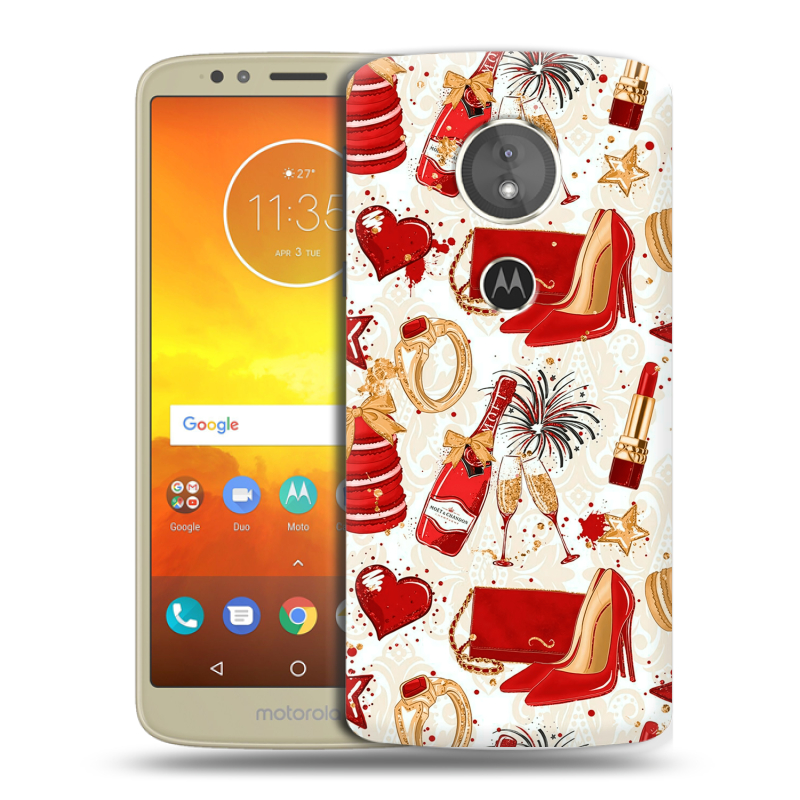 Силиконовый чехол на Motorola Moto E5 с принтом Новый год Силиконовый чехол на Motorola Moto E5 с принтом Новый год