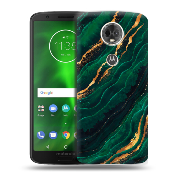 Силиконовый чехол на Motorola Moto E5 Plus с принтом Мрамор зеленое золото Силиконовый чехол на Motorola Moto E5 Plus с принтом Мрамор зеленое золото