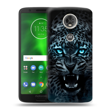 Силиконовый чехол на Motorola Moto E5 Plus с принтом Темный леопард