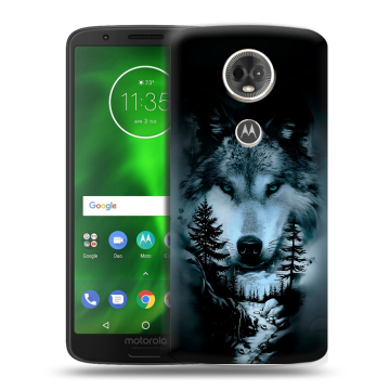 Силиконовый чехол на Motorola Moto E5 Plus с принтом Лесной волк