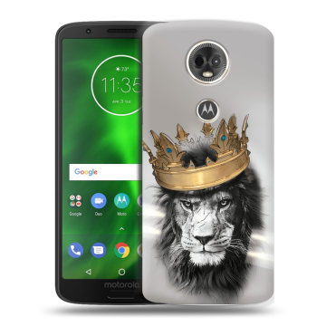 Силиконовый чехол на Motorola Moto E5 Plus с принтом Лев с короной
