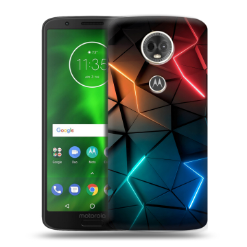 Силиконовый чехол на Motorola Moto E5 Plus с принтом Абстракция неон
