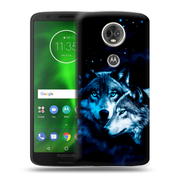 Силиконовый чехол на Motorola Moto E5 Plus с принтом Волки
