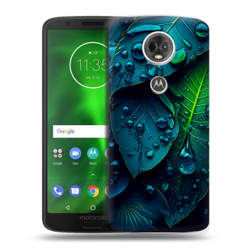 Силиконовый чехол на Motorola Moto E5 Plus с принтом Листья