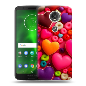 Силиконовый чехол на Motorola Moto E5 Plus с принтом Сердечки