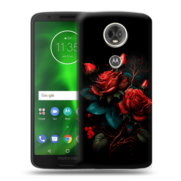 Силиконовый чехол на Motorola Moto E5 Plus с принтом Розы красные