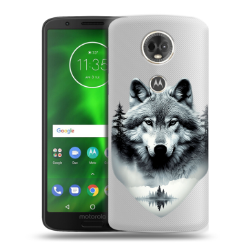 Силиконовый чехол на Motorola Moto E5 Plus с принтом Волк в лесу