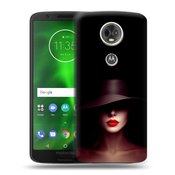 Силиконовый чехол на Motorola Moto E5 Plus с принтом Девушка в шляпе