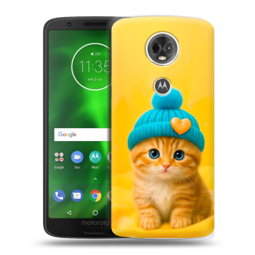 Силиконовый чехол на Motorola Moto E5 Plus с принтом Котенок в шапке