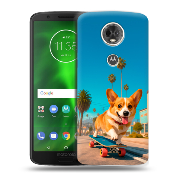 Силиконовый чехол на Motorola Moto E5 Plus с принтом Корги на скейте