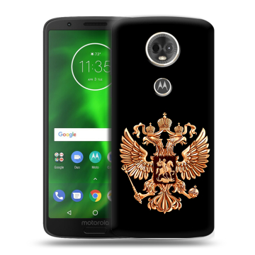 Силиконовый чехол на Motorola Moto E5 Plus с принтом Герб России золотой Силиконовый чехол на Motorola Moto E5 Plus с принтом Герб России золотой