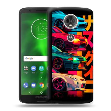 Силиконовый чехол на Motorola Moto E5 Plus с принтом Гоночные машины